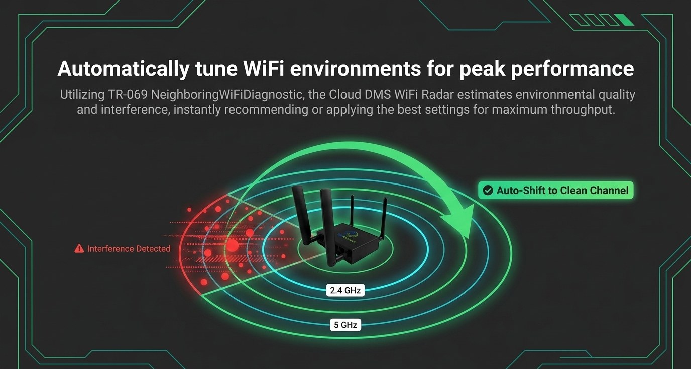 Wi-Fi radar and automatic channel optimization visualization