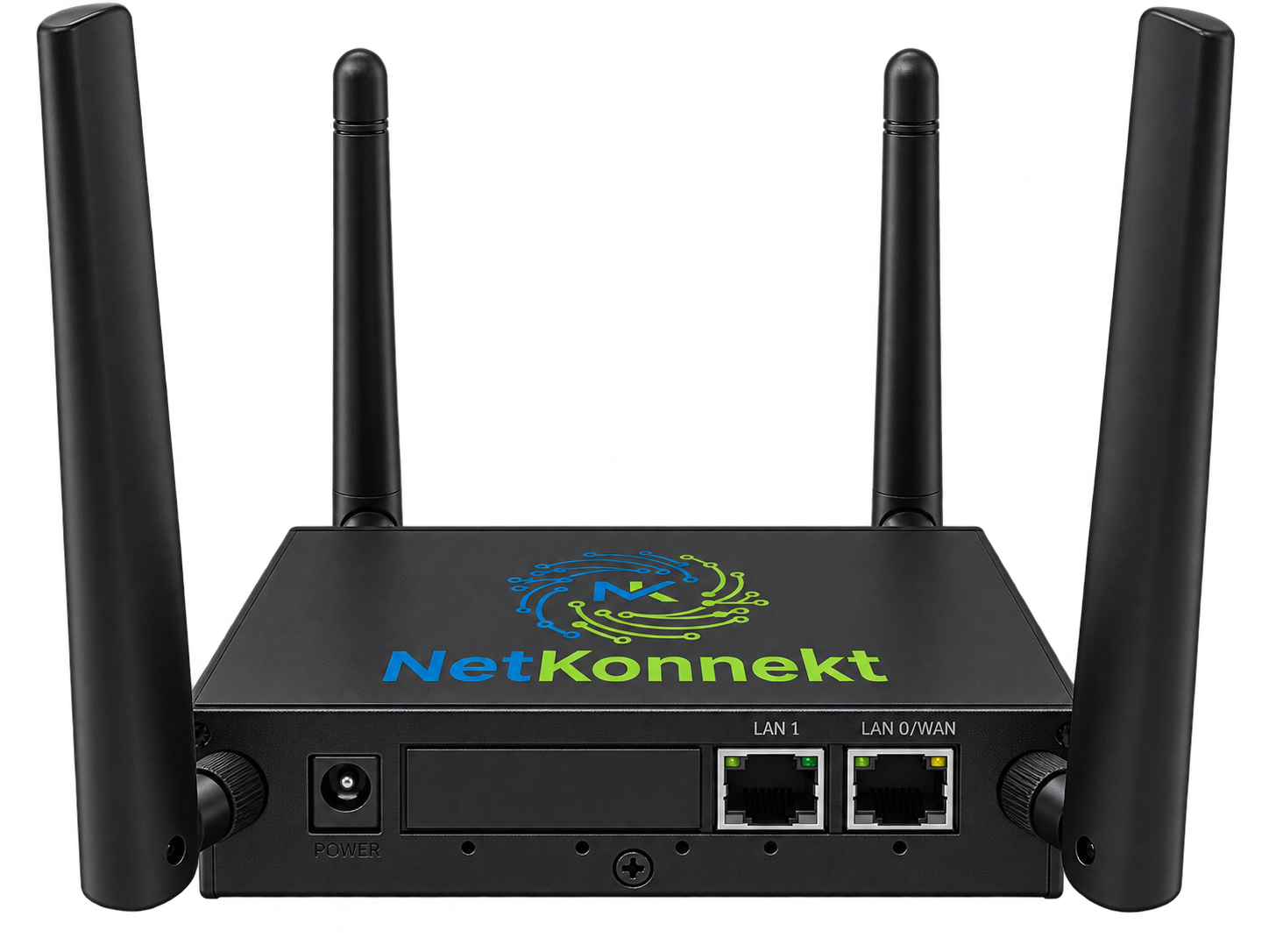 Rear ports and antennas on the NK R400 industrial 5G RedCap router