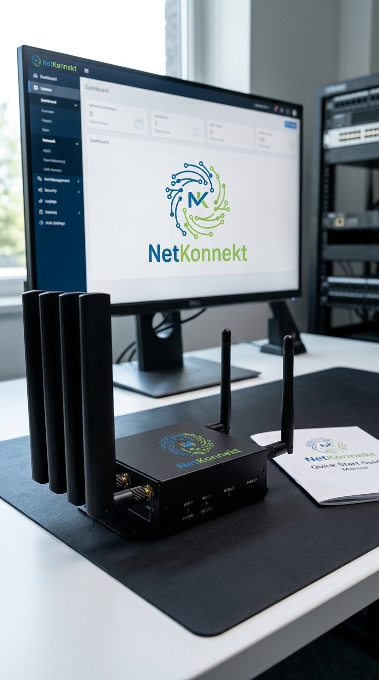 NK R700 enterprise 5G router in an office environment